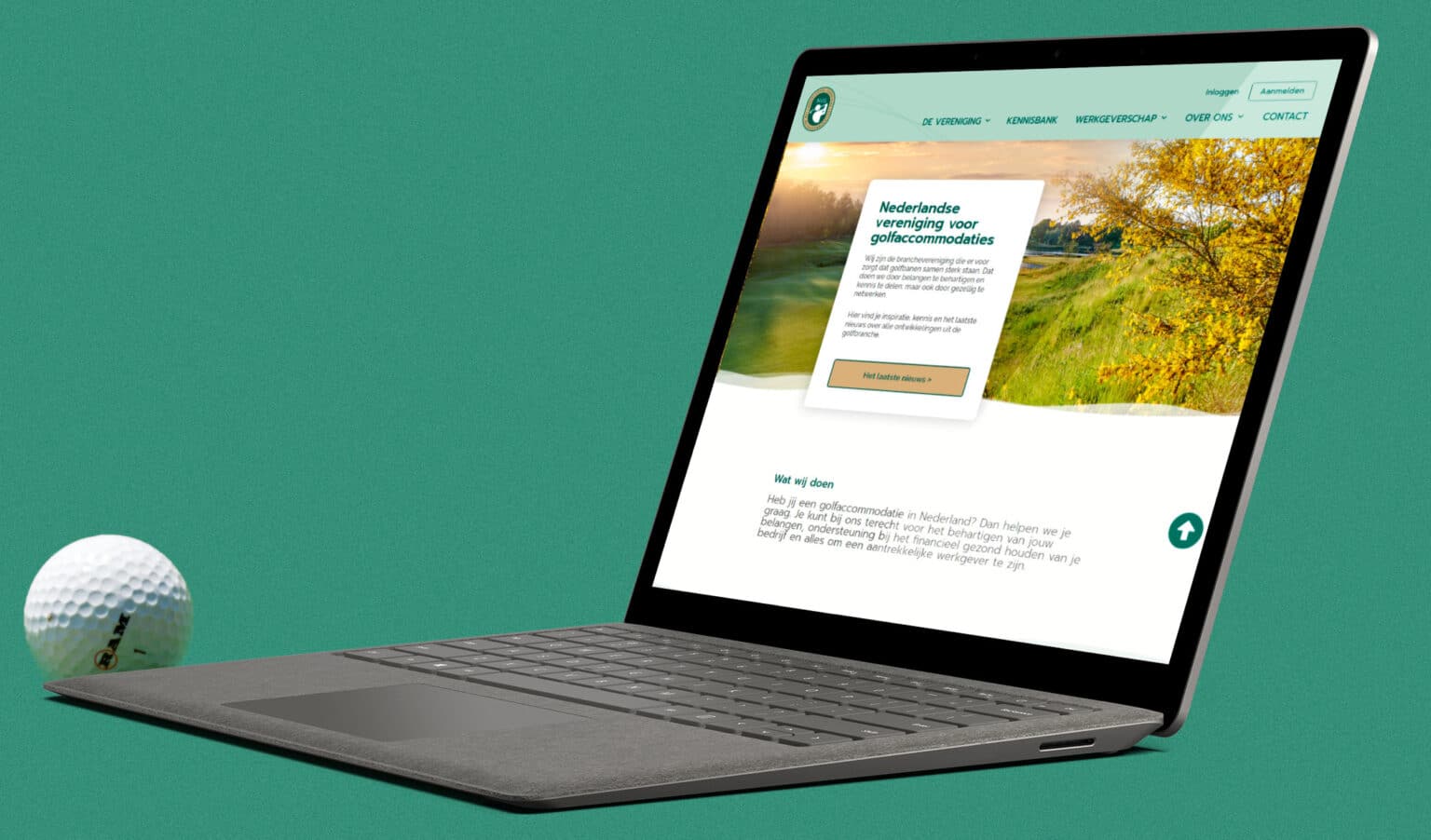 Mockup-Surface laptop NVG Nederlandse vereniging voor golfaccommodaties